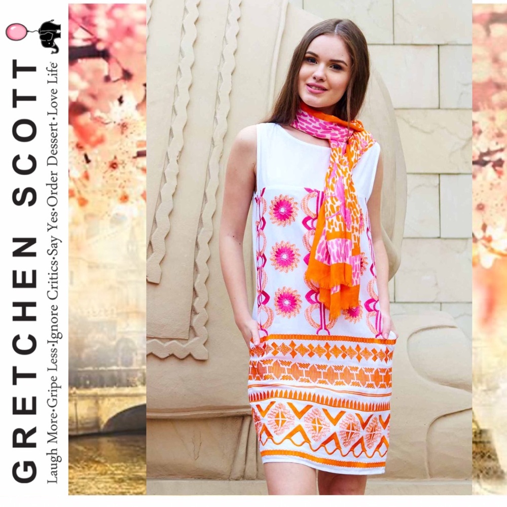Fuchsia and Apricot Cotton Voile Dress 🆕